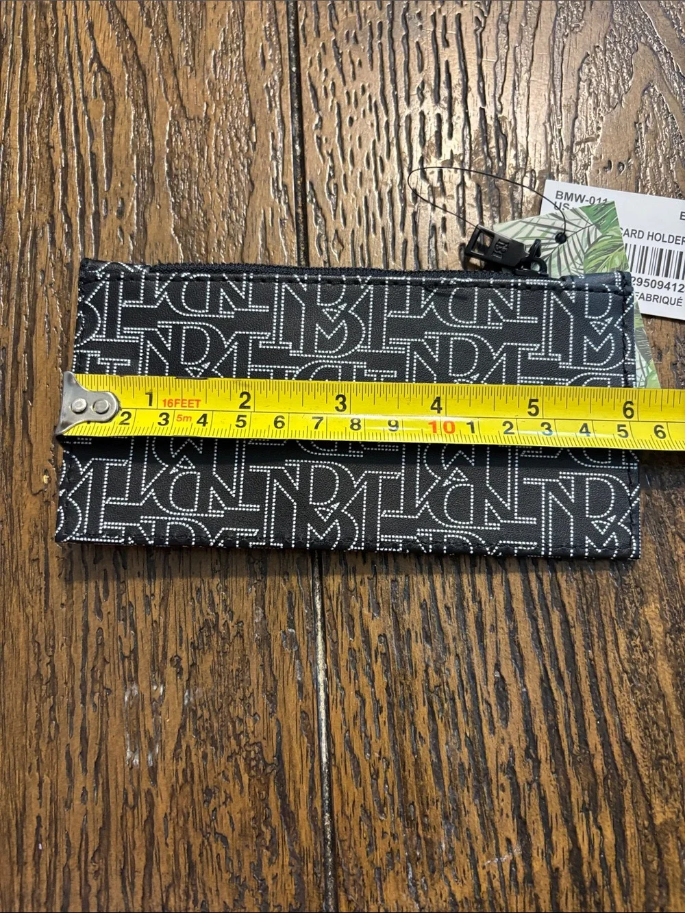 Badgley Mischka Black Logo Print Zip & Snap card holder